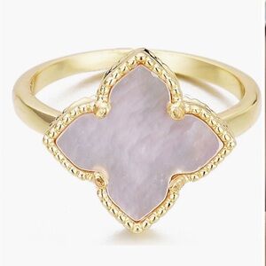 Adornia Mother Of Pearl 14K Plate Gold and White Women's Ring
